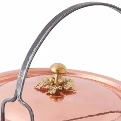 Casseruola in Rame Stagnato a Mano, Coperchio e Manico ad Arco 26 cm - MariaG
