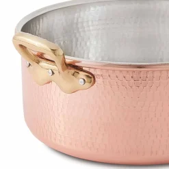 Casseruola Media in Rame Stagnato a Mano Tonda con 2 Manici 28 cm - Gianfranco