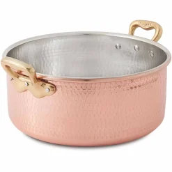 Casseruola Media in Rame Stagnato a Mano Tonda con 2 Manici 24 cm - Gianfranco