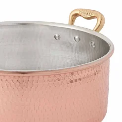 Casseruola Media in Rame Stagnato a Mano Tonda con 2 Manici 24 cm - Gianfranco