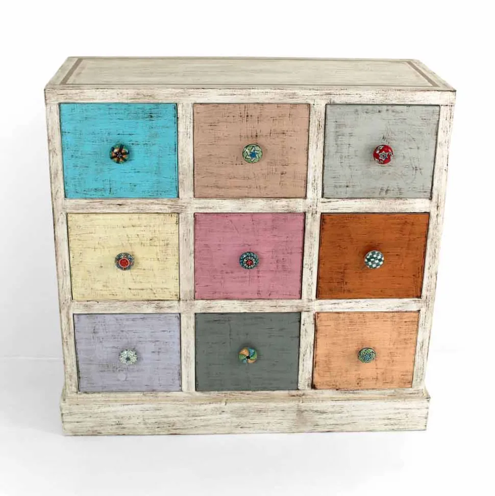 Cassettiera Artigianale in Legno Massello con 9 Cassetti Made in Italy - Pierrot