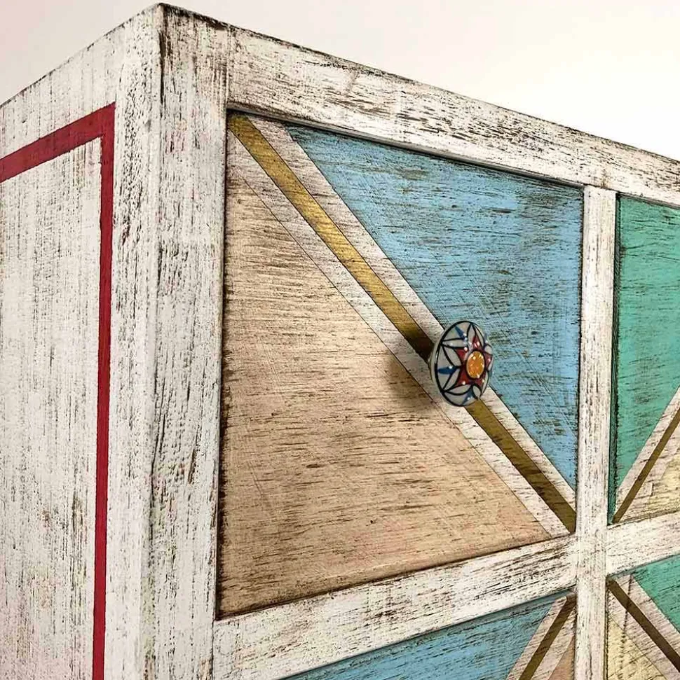 Cassettiera Artigianale in Legno con Cassetti Colorati Made in Italy - Brighella