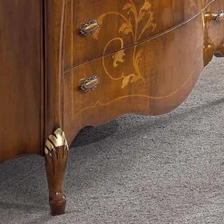 Cassettiera Camera in Legno Intarsiato e Specchio Made in Italy - Cambrige