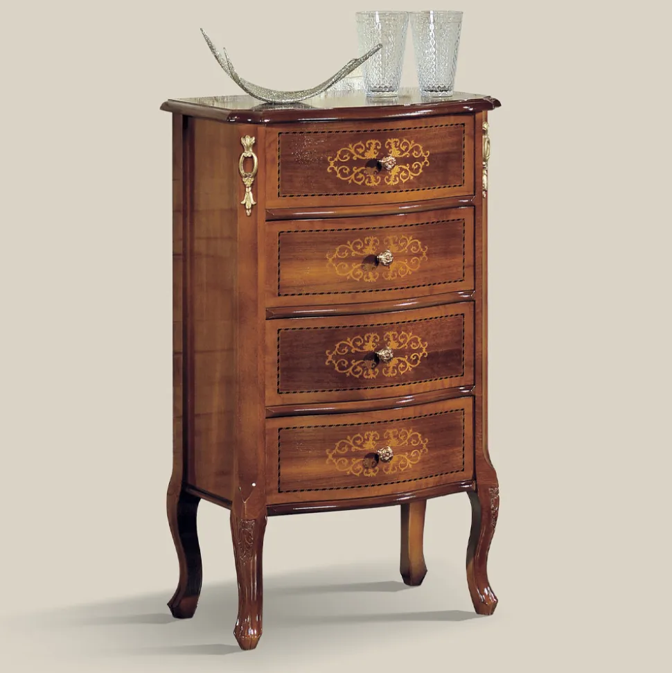 Cassettiera Classica in Legno Noce 4 o 6 Cassetti Made in Italy - Katerine