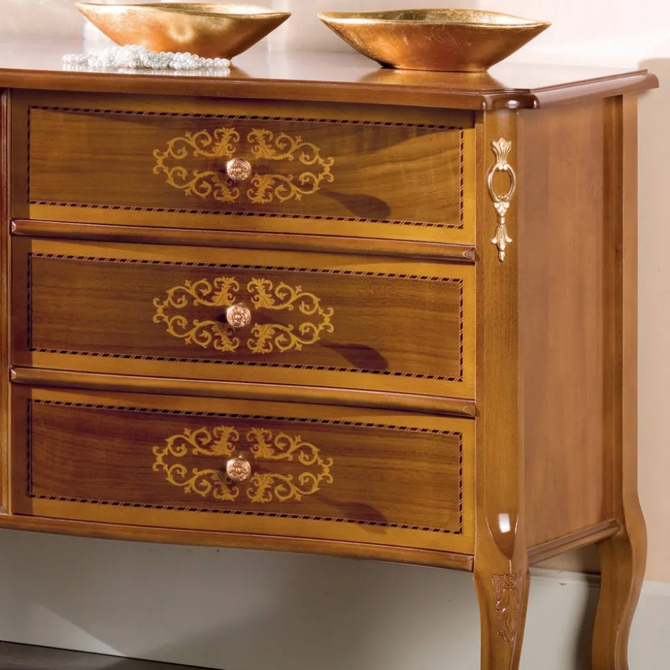 Cassettiera Classica in Legno Noce 4 o 6 Cassetti Made in Italy - Katerine