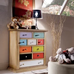 Cassettiera con Cassetti Tutti Colorati e Maniglie Diverse Made in Italy - Aditya