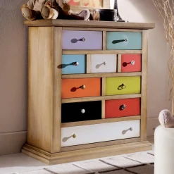 Cassettiera con Cassetti Tutti Colorati e Maniglie Diverse Made in Italy - Aditya