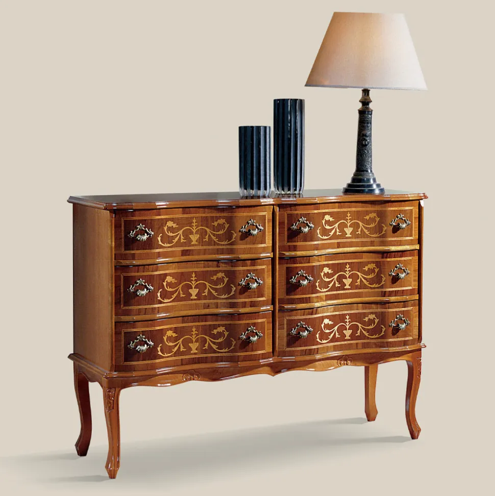 Cassettiera Stile Classico in Legno con 6 Cassetti Made in Italy - Elegant