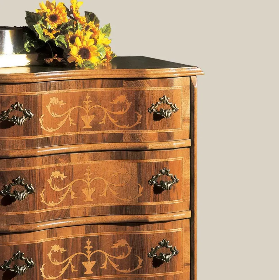 Cassettiera Stile Classico in Legno Noce di Lusso Made in Italy - Elegant
