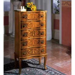 Cassettiera Stile Classico in Legno Noce di Lusso Made in Italy - Elegant