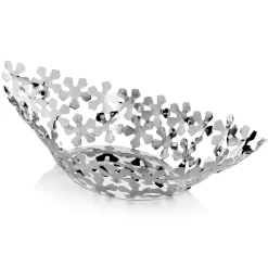Centrotavola Design in Metallo Argentato con Decori a Fiore di Design - Megghy