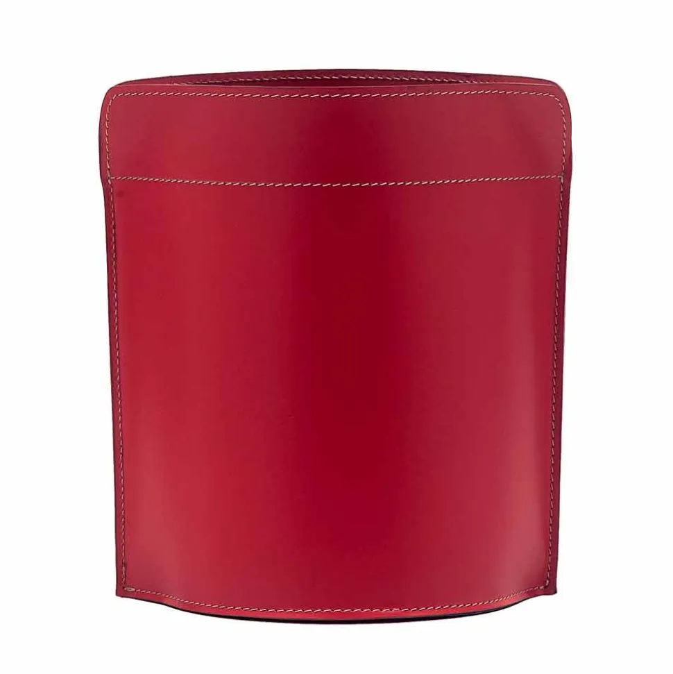 Cestino gettacarte made in Italy in cuoio rigenerato Canistro