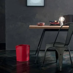 Cestino gettacarte made in Italy in cuoio rigenerato Canistro