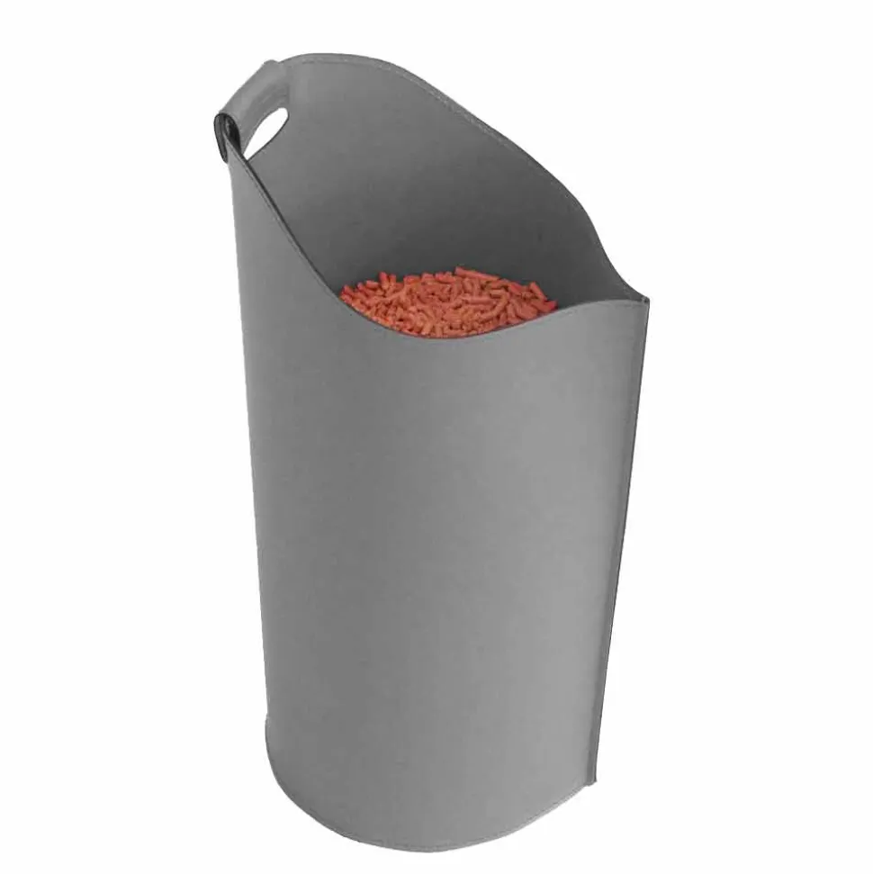 Cesto porta pellet da interno in cuoio 15 Kg di design Sapel