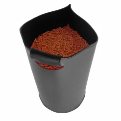 Cesto porta pellet da interno in cuoio 15 Kg di design Sapel