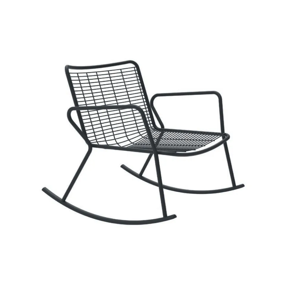 Chaise Longue a Dondolo da Esterno in Metallo Zincato Made in Italy - Vikas