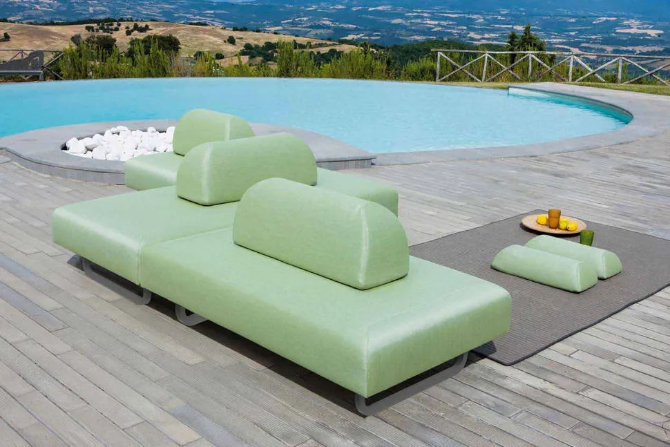 Chaise Longue da Esterno di Design in Metallo e Tessuto Made in Italy - Selia