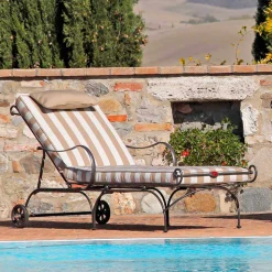 Chaise Longue da Esterno in Ferro e Tessuto Artigianale Made in Italy - Relax
