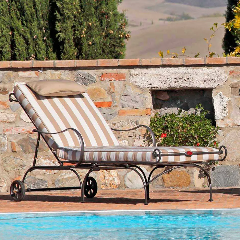 Chaise Longue da Esterno in Ferro e Tessuto Artigianale Made in Italy - Relax