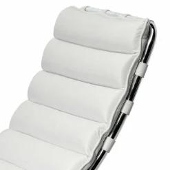 Chaise Longue in Acciaio Cromato con Seduta in Pelle Made in Italy - Diamante