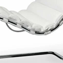 Chaise Longue in Acciaio Cromato con Seduta in Pelle Made in Italy - Diamante