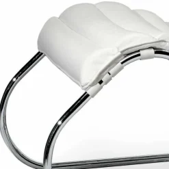 Chaise Longue in Acciaio Cromato con Seduta in Pelle Made in Italy - Diamante