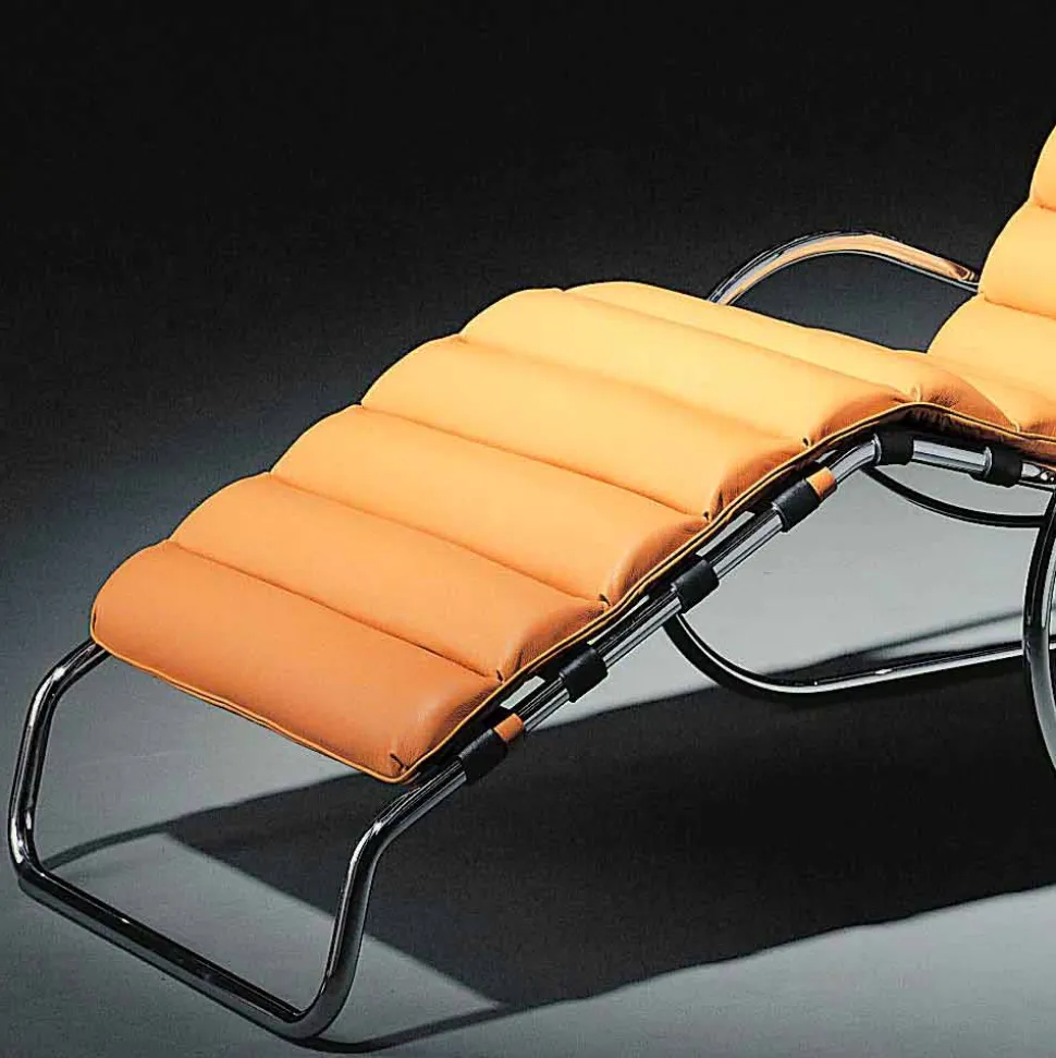 Chaise Longue in Pelle con Struttura in Acciaio Cromato Made in Italy - Beirut