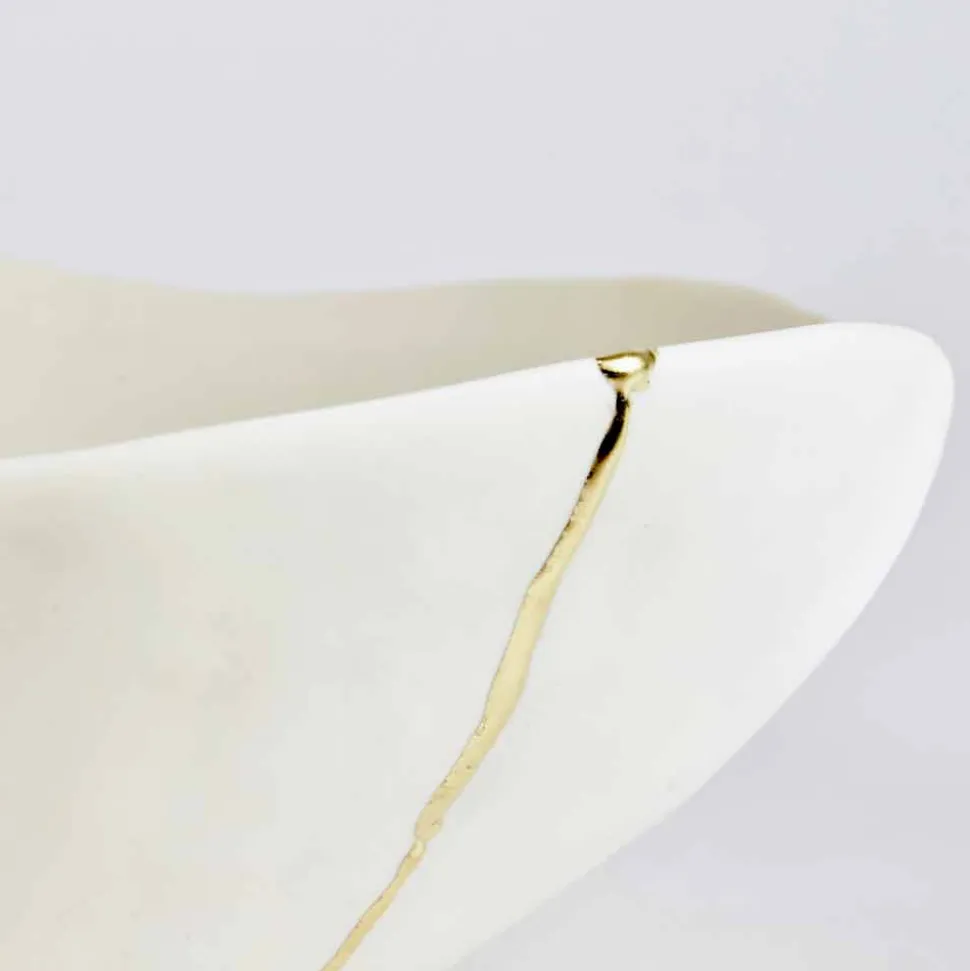 Ciotole in Porcellana Bianca e Foglia d'Oro Design di Lusso Italiano - Cicatroro