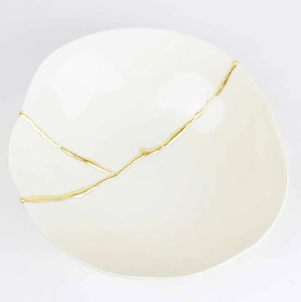 Ciotole in Porcellana Bianca e Foglia d'Oro Design di Lusso Italiano - Cicatroro