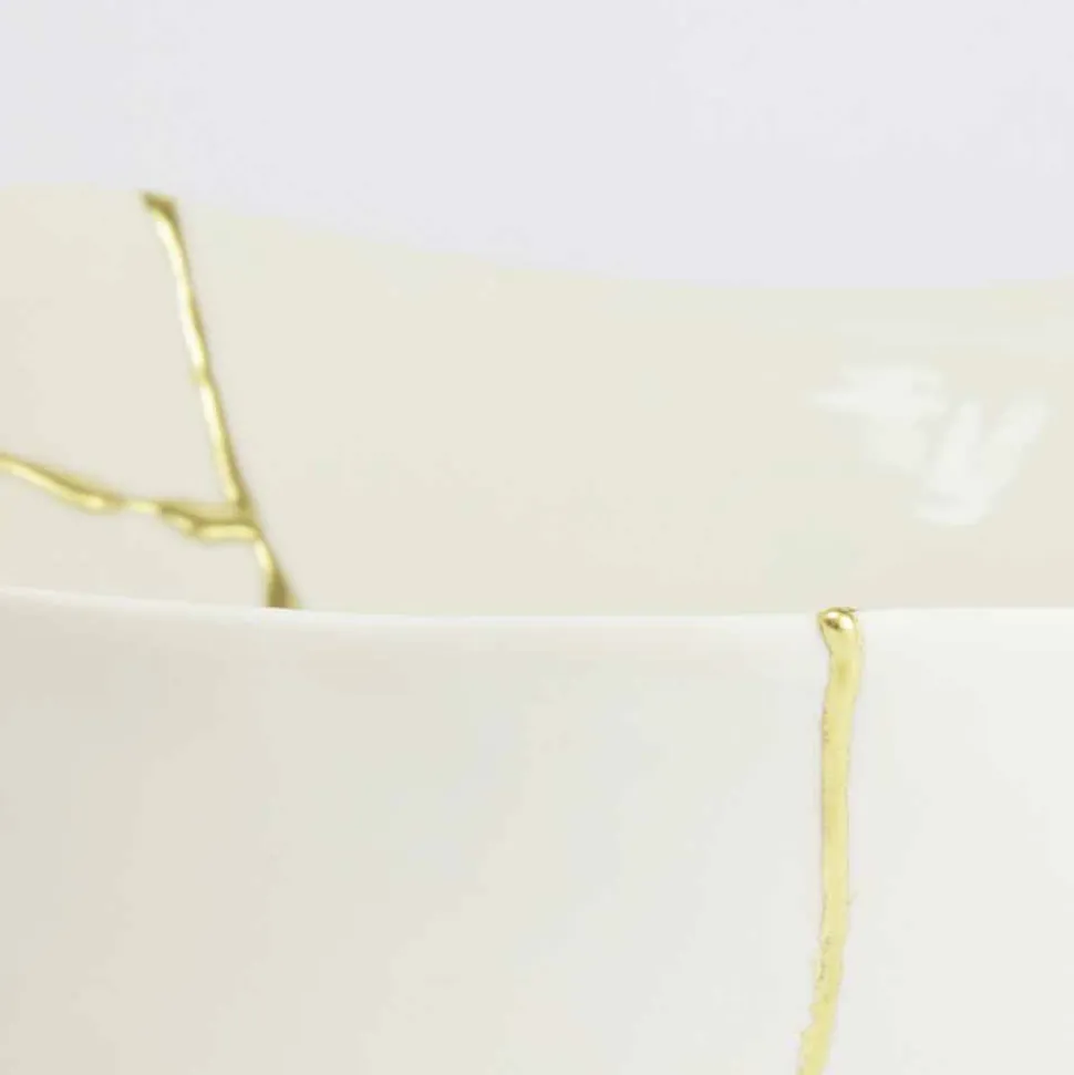 Ciotole in Porcellana Bianca e Foglia d'Oro Design di Lusso Italiano - Cicatroro