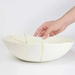 Ciotole in Porcellana Bianca e Foglia d'Oro Design di Lusso Italiano - Cicatroro