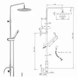 Colonna Doccia a Sezione Tonda in Ottone con Doccetta Made in Italy - Amadeo