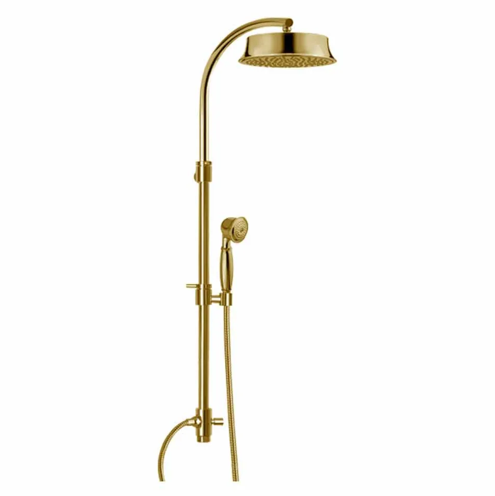 Colonna Doccia Classica in Ottone con Soffione Rotondo Made in Italy - Yari
