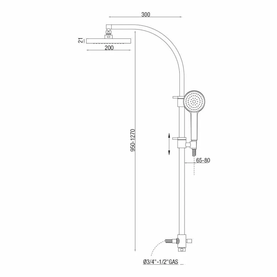 Colonna Doccia con Deviatore e Soffione Quadrato Made in Italy - Silver
