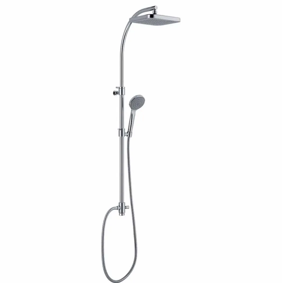 Colonna Doccia con Deviatore e Soffione Quadrato Made in Italy - Silver
