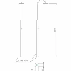 Colonna Doccia Esterna in Acciaio Cromato con Miscelatore Made in Italy - Norton