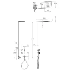 Colonna Doccia in Acciaio con Soffione a Pioggia Made in Italy - Sailor