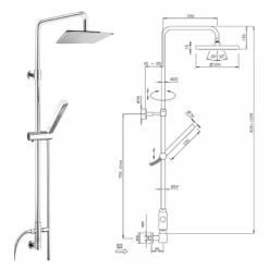 Colonna Doccia in Ottone con Soffione e Doccetta in Abs Made in Italy - Lesio