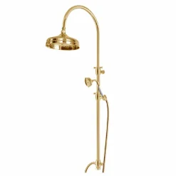 Colonna Doccia in Ottone con Soffione Rotondo e Doccetta Made in Italy - Brillo