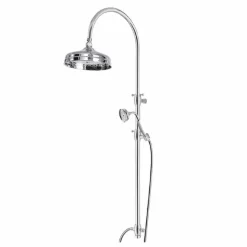 Colonna Doccia in Ottone con Soffione Rotondo e Doccetta Made in Italy - Brillo