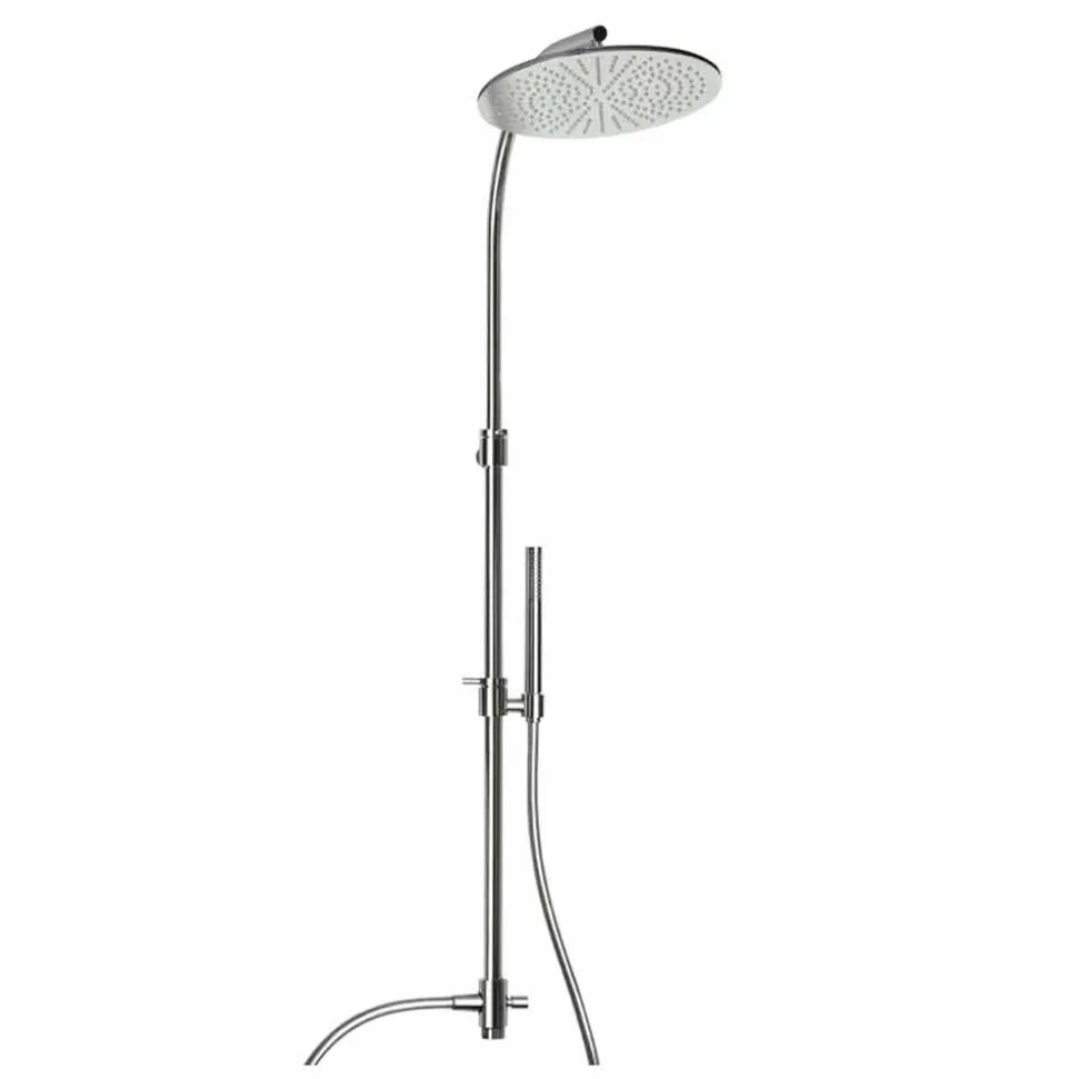 Colonna Doccia in Ottone con Soffione Rotondo in Acciaio Made in Italy - Kennedy