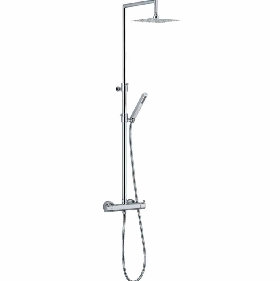 Colonna Doccia in Ottone Cromato con Flessibile e Doccetta Made in Italy - Griso