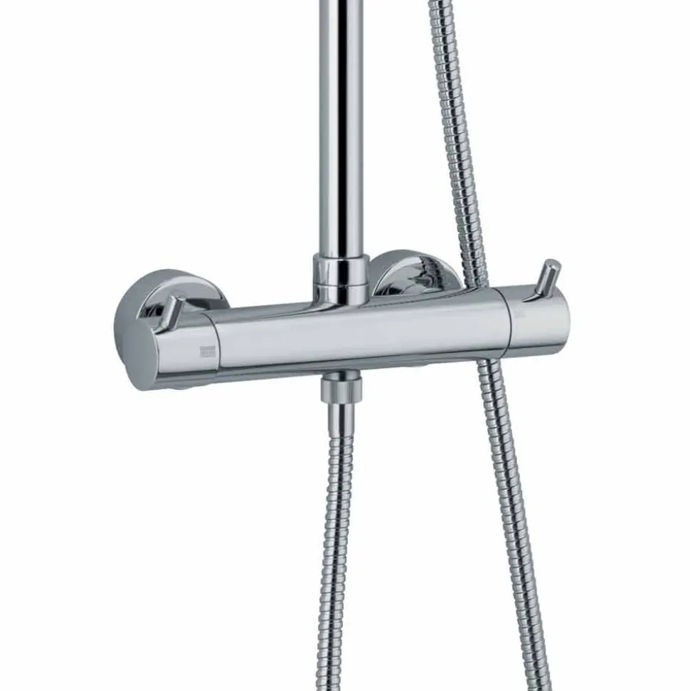 Colonna Doccia in Ottone Cromato con Flessibile e Doccetta Made in Italy - Griso