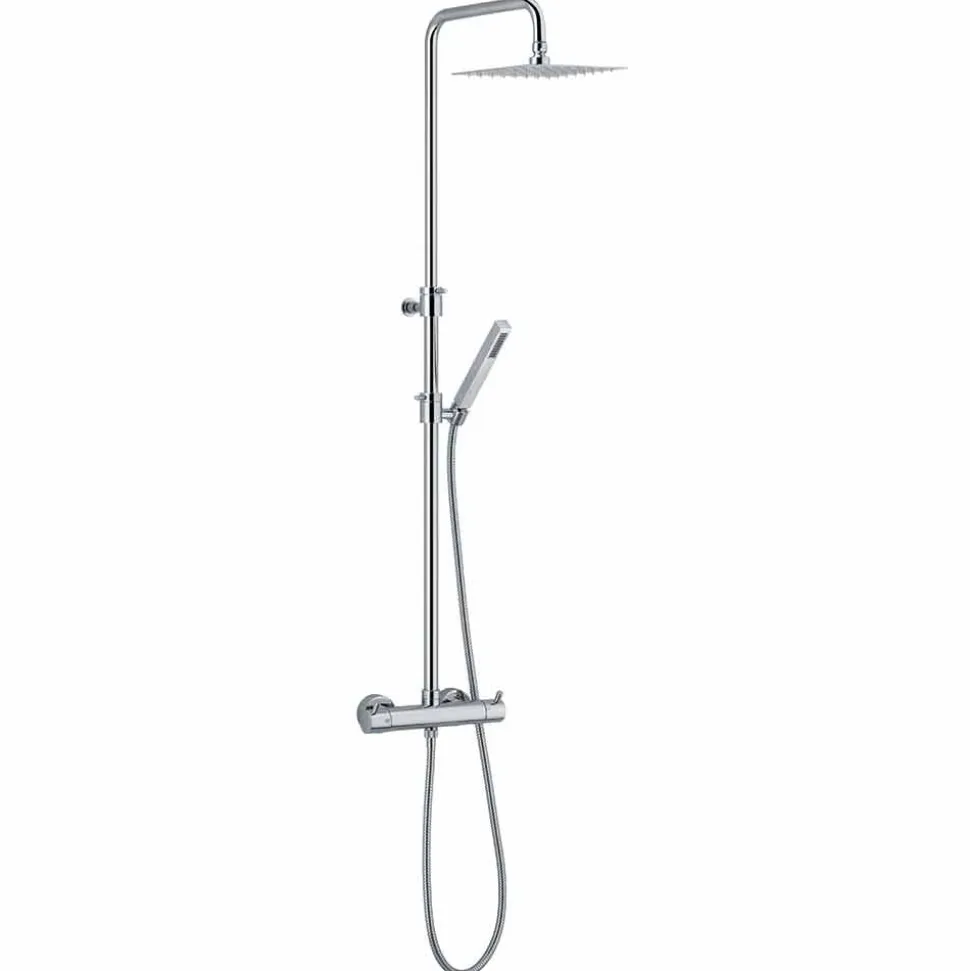 Colonna Doccia in Ottone Cromato con Soffione Quadrato Made in Italy - Griso