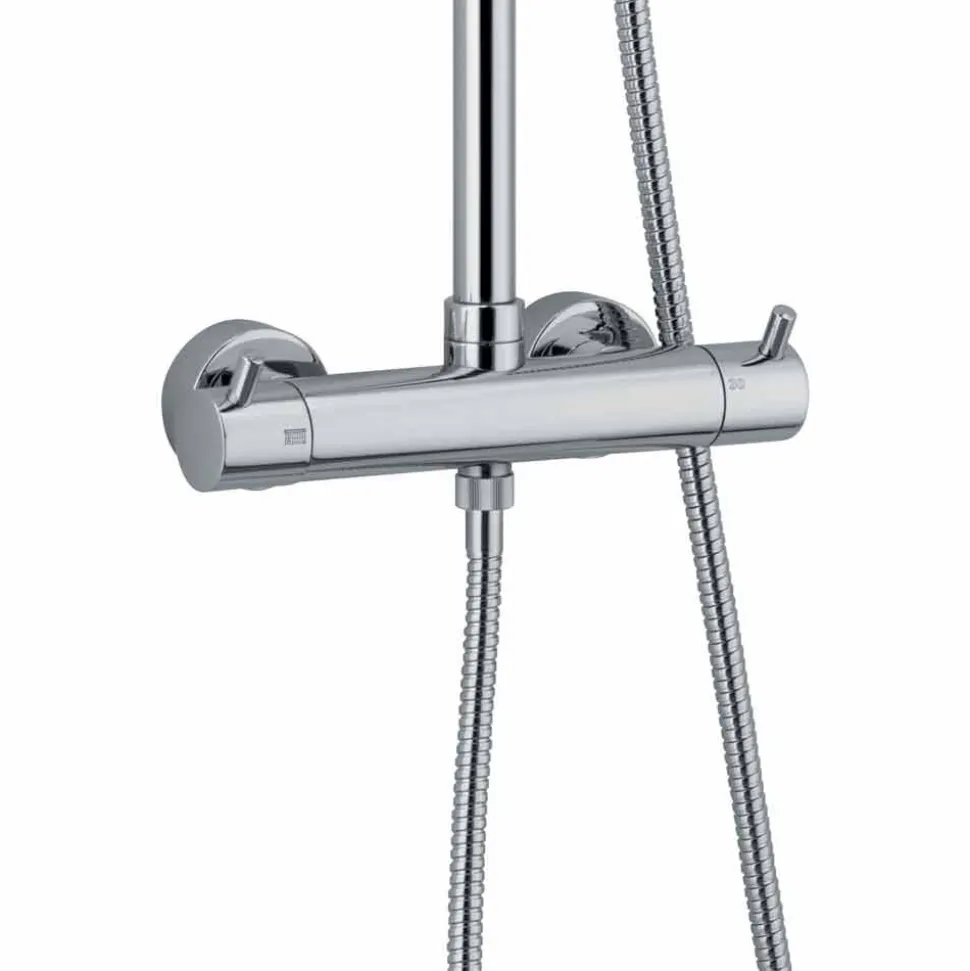 Colonna Doccia in Ottone Cromato con Soffione Quadrato Made in Italy - Griso
