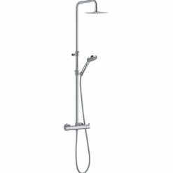 Colonna Doccia in Ottone Cromato con Soffione Rotondo Made in Italy - Griso