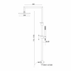 Colonna Doccia in Ottone Cromato con Soffione e Flessibile Made in Italy - Cunio