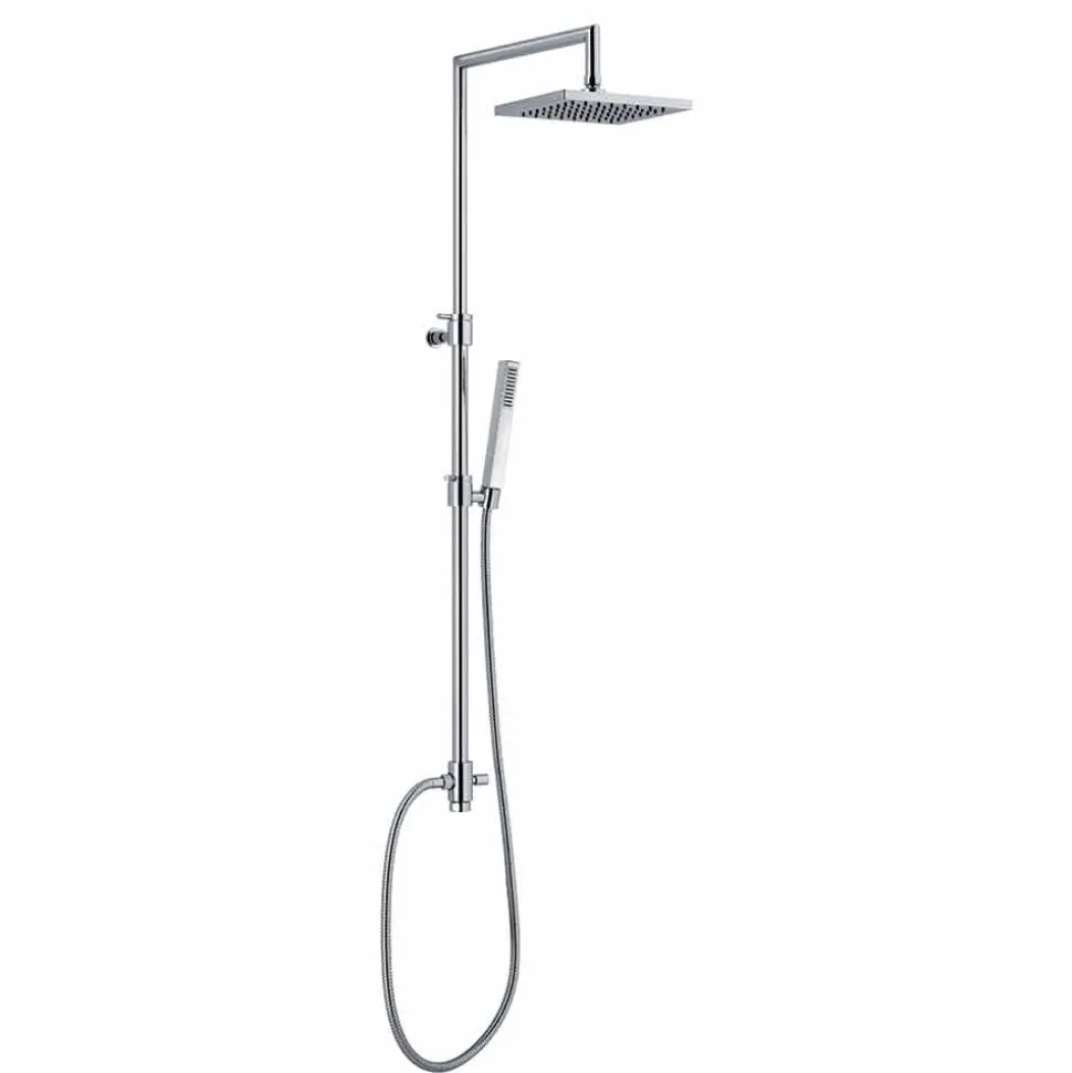Colonna Doccia in Ottone Cromato con Soffione e Flessibile Made in Italy - Cunio