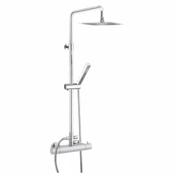 Colonna Doccia in Ottone Cromato con Soffione Quadrato Made in Italy - Studio