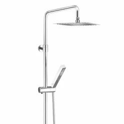 Colonna Doccia in Ottone Cromato con Soffione Quadrato Made in Italy - Studio